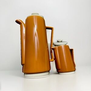 Vintage Homer Laughlin Butterscotch  Orange Coffee Pot & Creamer Set MCM